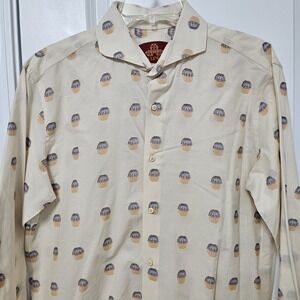 R. Lewis Contemporary Fit Shirt Men's 34/35 - 16.5 Creme Aztec French Cuffs